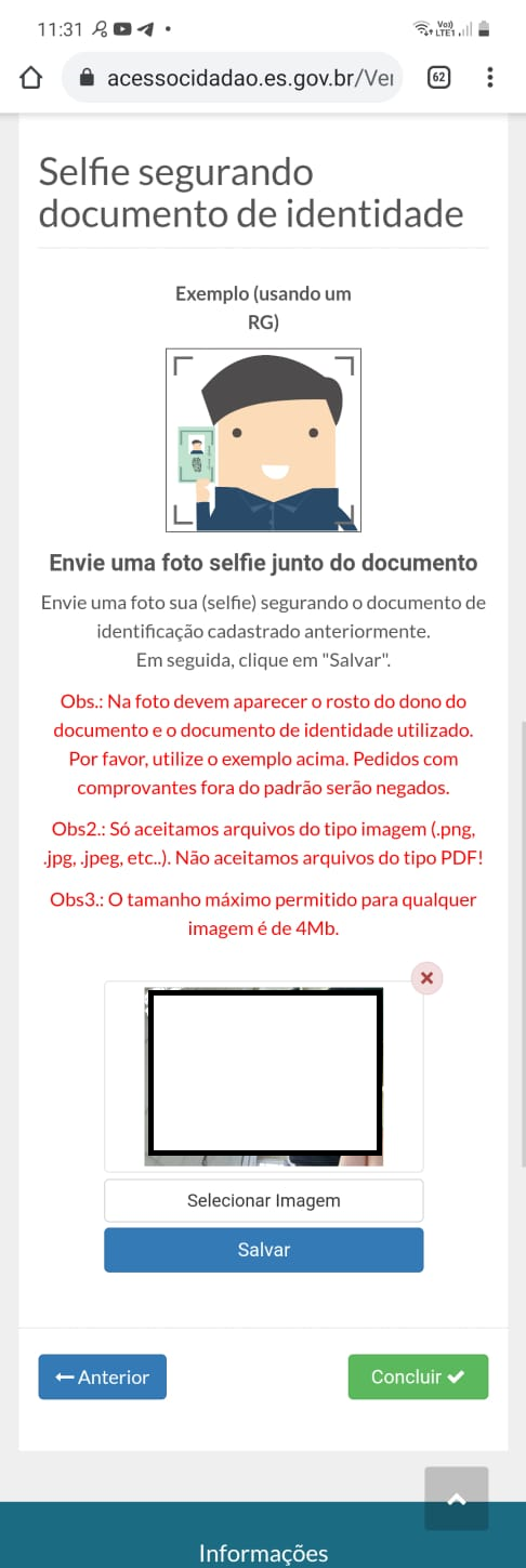 "Selfie com o Documento"