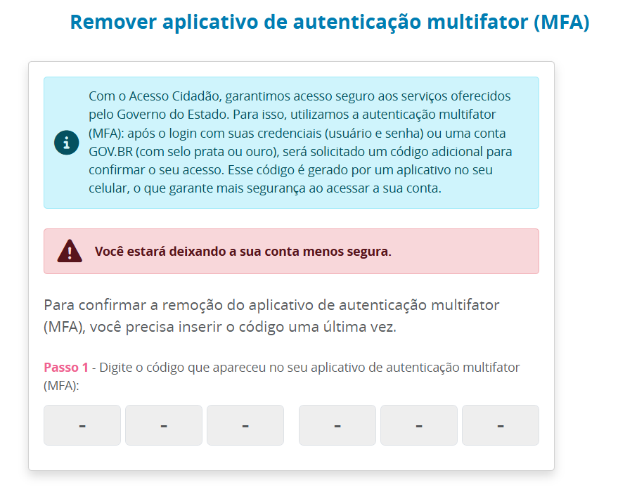 "Desabilitar Dois Fatores"