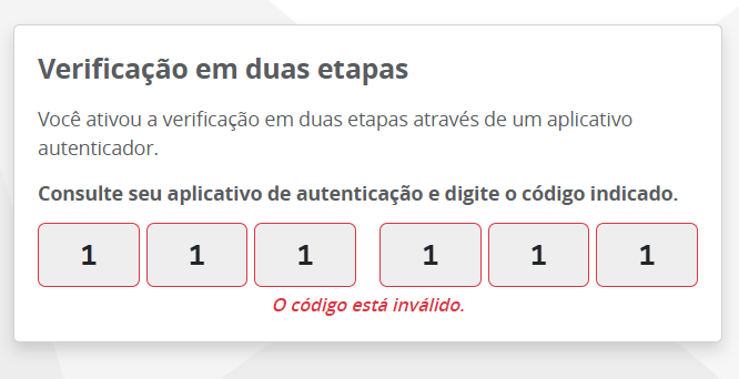 Inicia remoção mfa com código errado