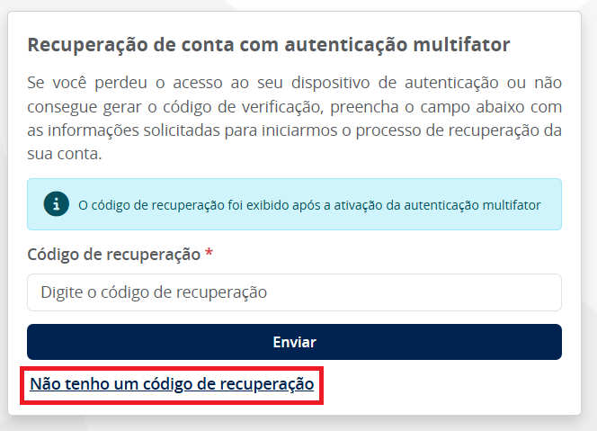 Inicia remoção de mfa sem código
